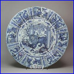 Antique Dutch delft blue and white plate, circa 1700