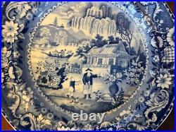 Antique Early 19th c. English Staffordshire Pearlware Plate Blue Transferware
