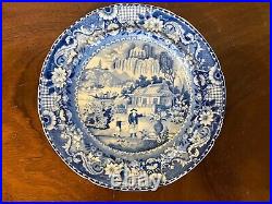 Antique Early 19th c. English Staffordshire Pearlware Plate Blue Transferware