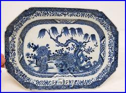 Antique Early Canton Underglaze Blue and White Export Tray Repaired Damaged