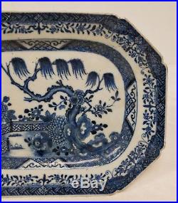 Antique Early Canton Underglaze Blue and White Export Tray Repaired Damaged