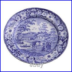 Antique English Blue & White 10 3/8 Plate NATIVE Pattern William Adams c1825 #1