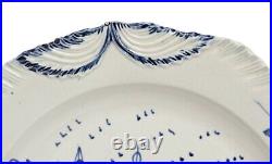 Antique English Blue & White Pagoda & Fence Pattern Pearlware Shell Edge Plate