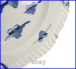 Antique English Blue & White Pagoda & Fence Pattern Pearlware Shell Edge Plate