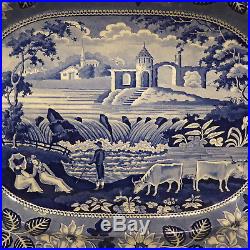 Antique English Blue & White Transferware Meat Plate/Platter Falls of Killarney