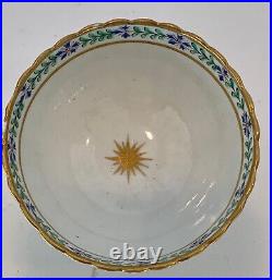 Antique English Caughley Cream Sugar Gilt Blue Green Sprig 18th Century