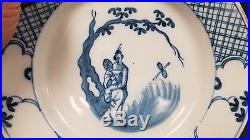 Antique English Delft Plate Chinoiserie Asian Style Blue & White