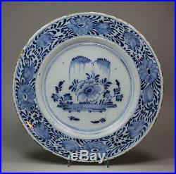 Antique English blue and white delft plate, 18th Century
