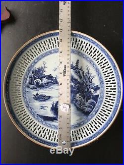 Antique Export China Porcelain Blue And White high quality Reticulate Plate