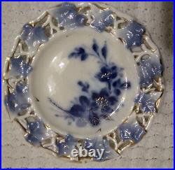 Antique Flow Blue 12 Plate Made in Germany Leaves & Floral & Gold Hand Painted