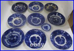 Antique Flow Blue Plate / Bowl Lot. TJ & J Oregon, B&L, Amoy Etc
