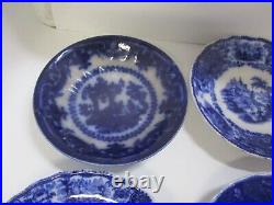 Antique Flow Blue Plate / Bowl Lot. TJ & J Oregon, B&L, Amoy Etc
