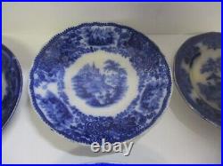 Antique Flow Blue Plate / Bowl Lot. TJ & J Oregon, B&L, Amoy Etc