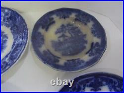Antique Flow Blue Plate / Bowl Lot. TJ & J Oregon, B&L, Amoy Etc