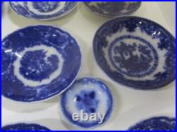 Antique Flow Blue Plate / Bowl Lot. TJ & J Oregon, B&L, Amoy Etc