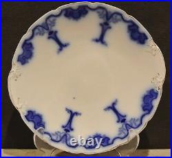 Antique Flow Blue Semi-China Grindley's Lynton Plate With Unusual Back Stamp