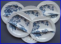 Antique French Pottery Asparagus Plates Longwy 1890 Aesthetic Blue Transferware