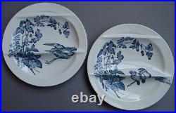 Antique French Pottery Asparagus Plates Longwy 1890 Aesthetic Blue Transferware