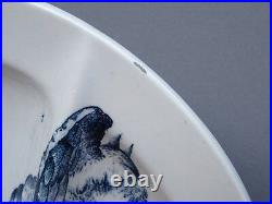 Antique French Pottery Asparagus Plates Longwy 1890 Aesthetic Blue Transferware