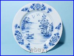 Antique Georgian Blue & White DELFT Hand Painted Floral Dinner Plate a/f #6