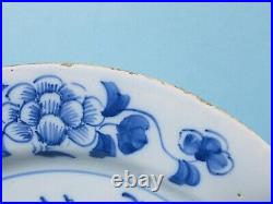 Antique Georgian Blue & White DELFT Hand Painted Floral Dinner Plate a/f #6