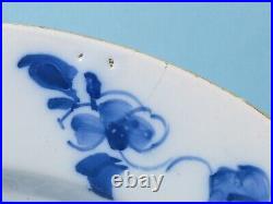 Antique Georgian Blue & White DELFT Hand Painted Floral Dinner Plate a/f #6