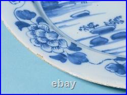 Antique Georgian Blue & White DELFT Hand Painted Floral Dinner Plate a/f #6