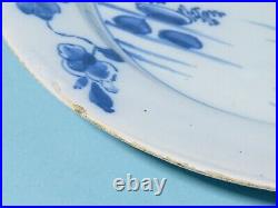 Antique Georgian Blue & White DELFT Hand Painted Floral Dinner Plate a/f #6