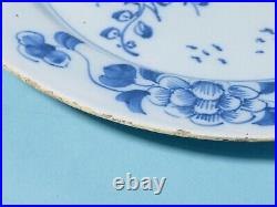 Antique Georgian Blue & White DELFT Hand Painted Floral Dinner Plate a/f #6
