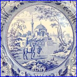 Antique Georgian Staffordshire blue white transferware Tchiurluk Ottoman plate