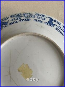 Antique Georgian Worcester First Period Blue & White Porcelain Dragon Plate 9