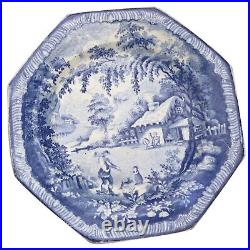 Antique Georgian pottery Brameld pottery Plate Blue & white Transferware C. 1820