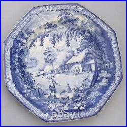 Antique Georgian pottery Brameld pottery Plate Blue & white Transferware C. 1820