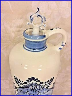 Antique Hand Painted Blue and White Wind Mill Holland Delft Pottery Vase with Lid