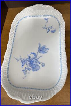 Antique Haviland Limoges Blue on White Floral Bone China Meat Plate 13 X 7