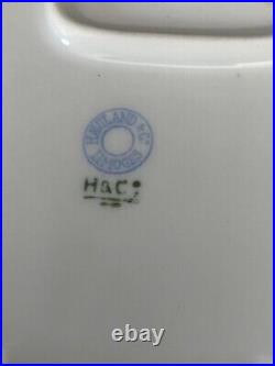 Antique Haviland Limoges Blue on White Floral Bone China Meat Plate 13 X 7