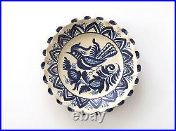 Antique Heavy & Solid Blue & White Glazed Pottery Wall Dish Plate