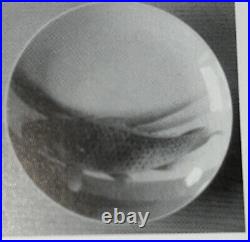 Antique Hirado Japanese Blue and White Koi Fish Plate Hand Painted 21cm wide