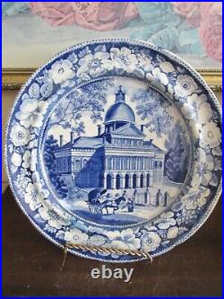 Antique Historical Staffordshire England Blue And White Plate 9 3/4