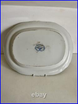 Antique Ironstone Meat Plate Or Serving Platter Blue & White 42cm Georgian Rare