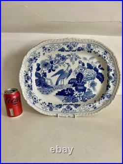 Antique Ironstone Meat Plate Or Serving Platter Blue & White 42cm Georgian Rare