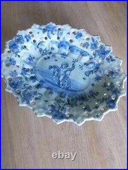 Antique Italian Cantagalli Tin Glaze Majolica Putti 19c Comport Tazza Plate