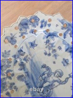 Antique Italian Cantagalli Tin Glaze Majolica Putti 19c Comport Tazza Plate