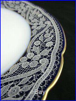 Antique Italian Pagliarin & Franco Cobalt Blue/White Burano Lace Plate, Set of 3