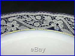 Antique Italian Pagliarin & Franco Cobalt Blue/White Burano Lace Plate, Set of 3