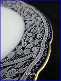 Antique Italian Pagliarin & Franco Cobalt Blue/White Burano Lace Plate, Set of 3