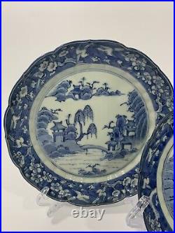 Antique Japanese 18th -19th Century Blue & White Arita Ware Plates Edo Period
