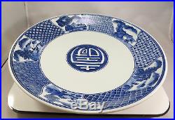 Antique Japanese Arita Imari Porcelain Bowl Charger Blue & White Sometsuke Japan