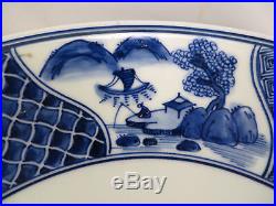 Antique Japanese Arita Imari Porcelain Bowl Charger Blue & White Sometsuke Japan