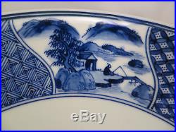 Antique Japanese Arita Imari Porcelain Bowl Charger Blue & White Sometsuke Japan